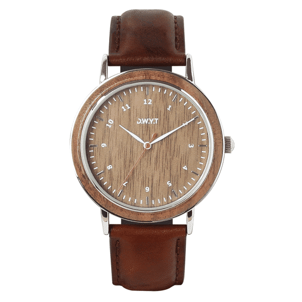 Sitra wooden watch with Senese brown smooth leather strap