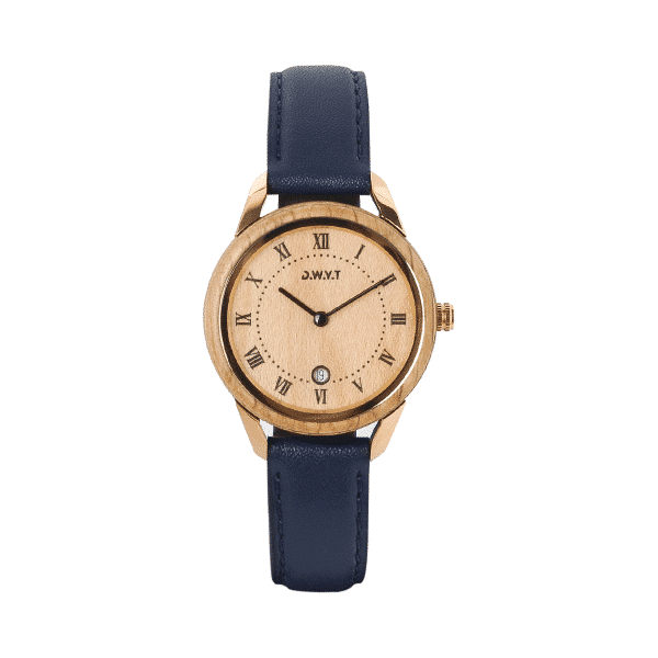Spirit Harmony Roman numeral watch with classic smooth navy leather strap