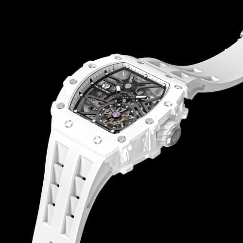 1686784629 20 TSAR BOMBA Mens Skeleton Luxury Watch 50M Waterproof Silicone Strap