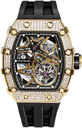 1686854601 24 Luxury TSAR BOMBA Automatic Mens Watch Skeleton Sapphire Glass