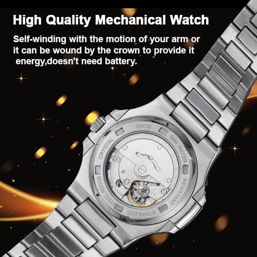 1686920541 124 Mens Automatic Waterproof Analog Watch with Stainless Steel Skeleton