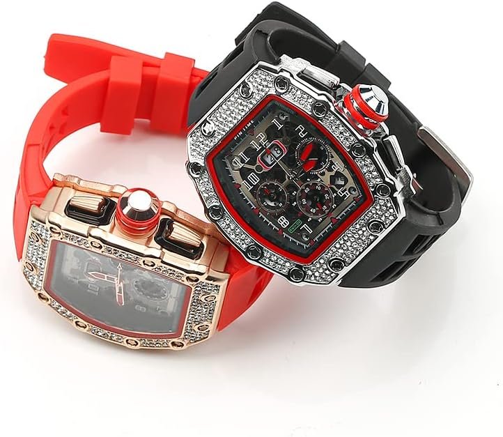 1686927877 308 FANMIS Bling Diamond Chrono Watch with Silicone Band Mens