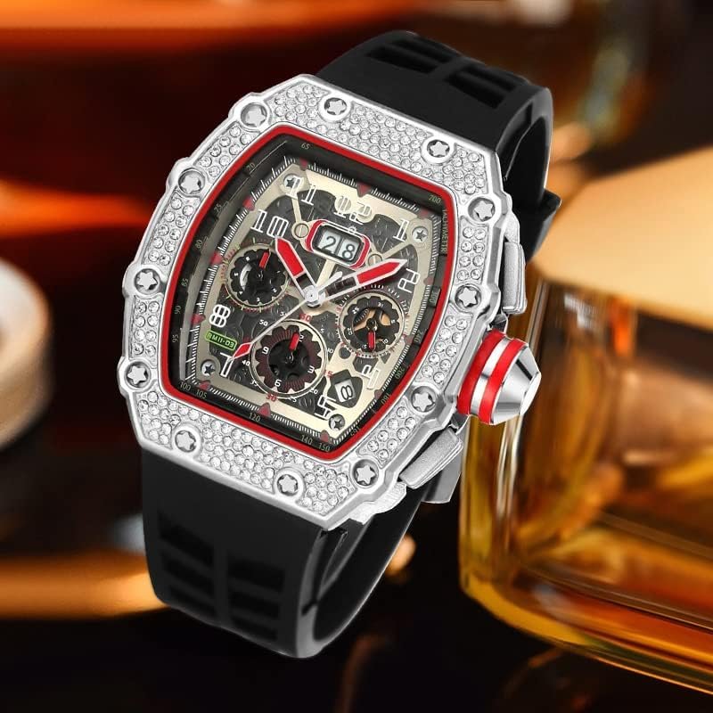 1686927877 406 FANMIS Bling Diamond Chrono Watch with Silicone Band Mens