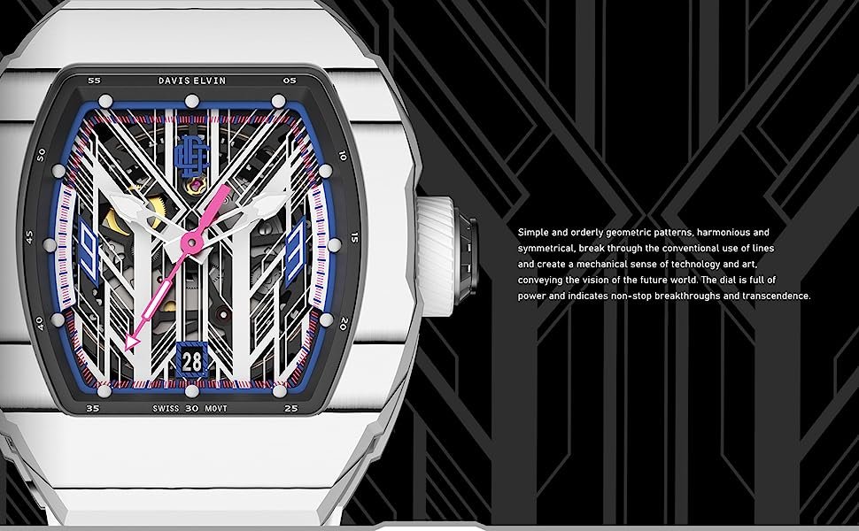 DAVIS ELVIN-Men's Automatic Watch Daviselvinwatch DE Mechanical Wristwatches for Men-DR05-S