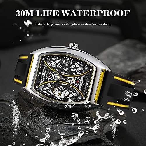 1686942624 823 Waterproof Skeleton Mechanical Watch with Silicone Strap for Men