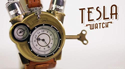 1686946257 798 ThinkGeek Steampunk Tesla Watch with Weathered Brass Look and Leather Strap