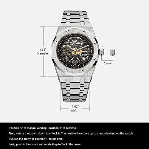 1686957325 268 FEICE Mens Automatic Skeleton Sports Watch Waterproof Luminous Stainless