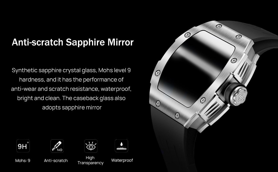 anti-scratch sapphire crystal mirror watch