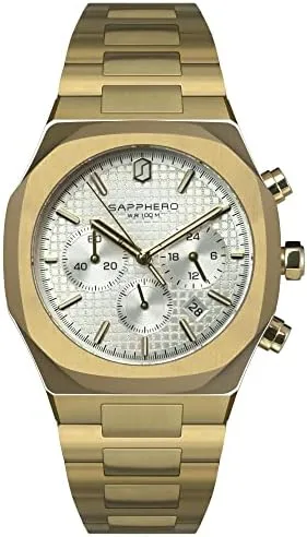 SAPPHERO Luxury Watch for Men Quartz Movement Chronograph Wrist Men Watch Multifunctional Dial 10ATM Water Resistant Date Casual Business Classy Work Watches Men with Stainless Steel Bracelet