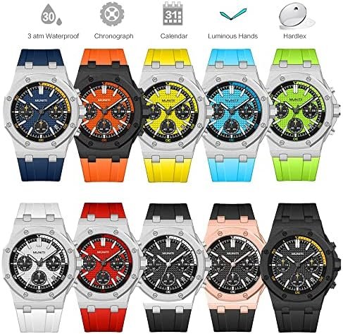1687012402 907 MUNITI Quartz Chronograph Watch with Silicone Strap for Men and