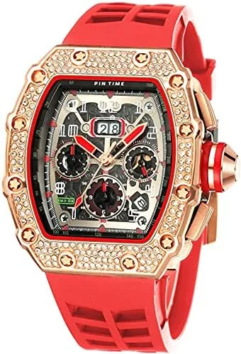 Gosasa Mens Unique Punk Bling Iced Out Dress Watch (12 words)