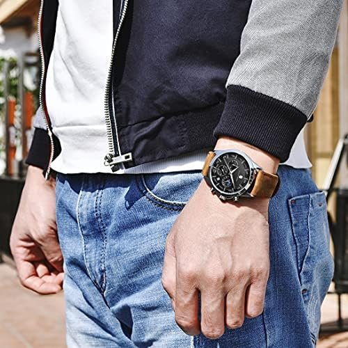 1687019709 8 Mens Brown Leather Fashion Business Watch 10ATM Waterproof Chronograph