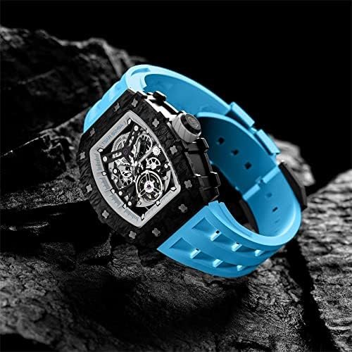 1687049118 622 TSAR BOMBA Mens Waterproof Skeleton Mechanical Watch with Silicone Bands