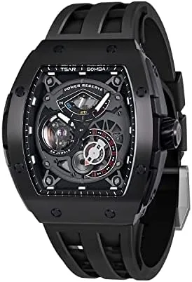 TSAR BOMBA Automatic Tonneau Men’s Watch Skeleton – Luxury Gift