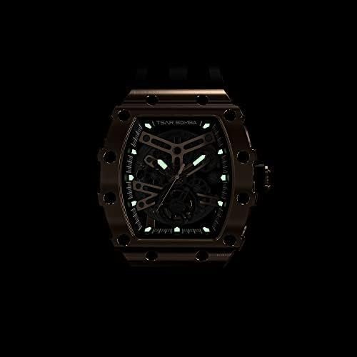 1687082180 986 TSAR BOMBA Mens Automatic Mechanical Watch Silicone Strap Elegant Gift