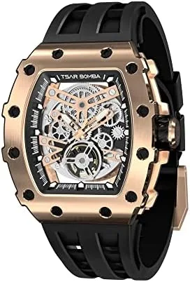 TSAR BOMBA Men’s Automatic Mechanical Watch, Silicone Strap, Elegant Gift