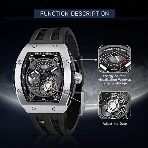 1687115348 69 TSAR BOMBA Automatic Skeleton Mens Watch with Luminous Dial and