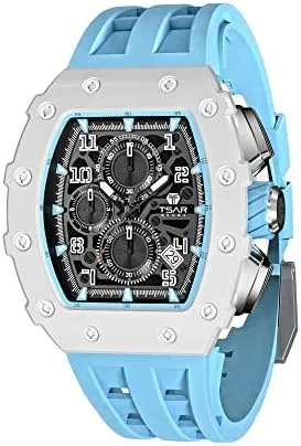 TSAR BOMBA Mens Luxury Watches Tonneau Square Wrist Watch Sapphire Crystal Japan Quartz Movement 50M Water Resistant Date Watch Design Gift for Men