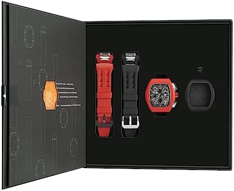 TSAR BOMBA DIY Watch for Men, Luxury Tonneau Mens Watches, Waterproof 100M Japanese Quartz Movement Analog Men's Wrist Watches with Fluoroelastomer Strap, Sport Cool Gifts for Men