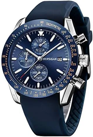 BERSIGAR Mens Watches Sport Analog Quartz Watch Gifts for Men Classic Chronograph Stylish Elegant Wristwatches 30M Waterproof 45MM