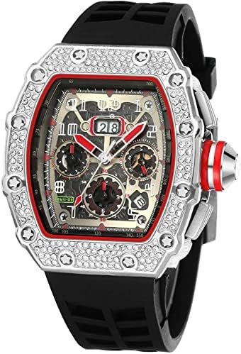 FANMIS Bling Diamond Chrono Watch with Silicone Band Mens