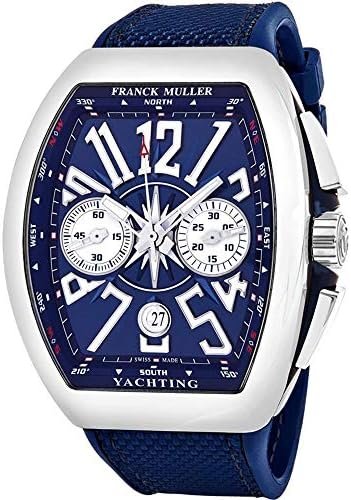 Franck Muller Vanguard Mens Blue Chronograph Date Watch on Rubber