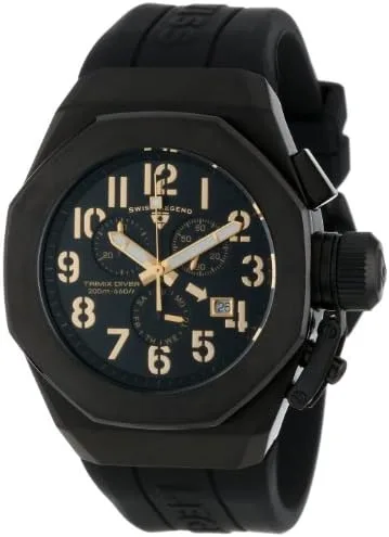 Swiss Legend Men’s Diver Chronograph Watch with Black Silicone Strap