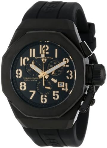 Swiss Legend Mens Diver Chronograph Watch with Black Silicone Strap