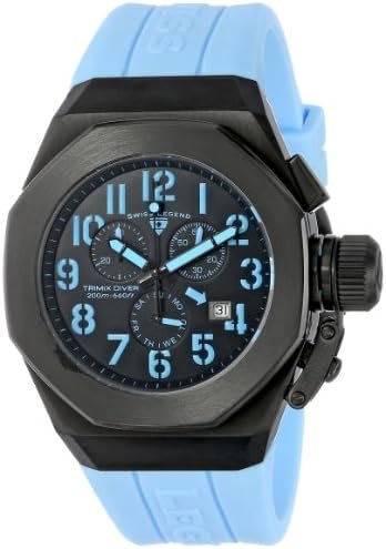 Swiss Legend Mens Trimix Diver Chronograph Watch Light Blue Silicone