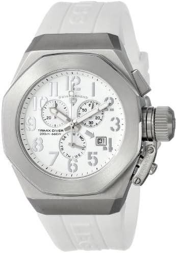 Swiss Legend Mens Trimix Diver Chronograph Watch with White Silicone