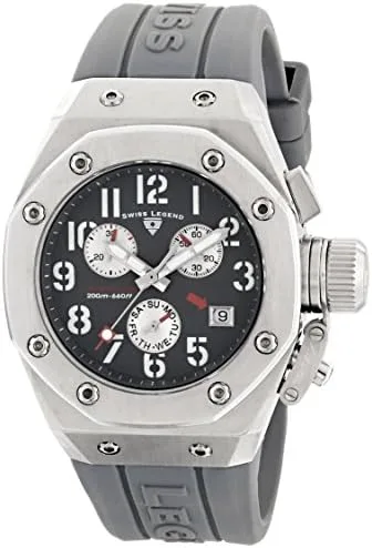 Swiss Legend Women's 10535-014 Trimix Diver Chronograph Grey Dial Grey Silicone Watch