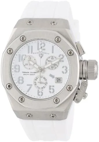 Swiss Legend Women's 10535-02-SA Trimix Diver Chronograph White Dial White Silicone Watch