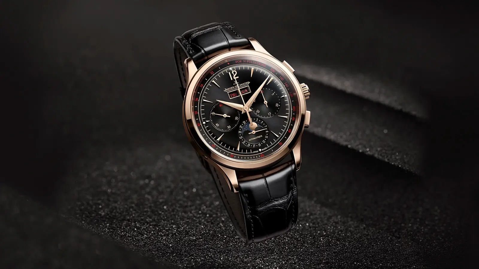 The Jaeger-LeCoultre Master Control Chronograph Calendar Pink Gold with a Black Dial