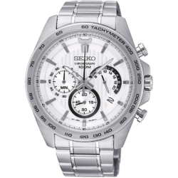 Seiko Stainless Steel Men's Chronograph Watch with Metal Strap