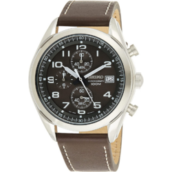 Seiko Men's Chronograph Quartz Watch with Leather Strap SSB275P1