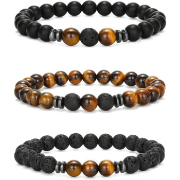 Natural Stone Bracelet Mala Agate Yoga Elatics Bracelet Tiger Eye Bracelet for Men