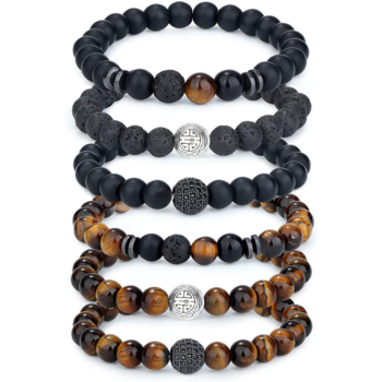 Tiger Eye Bracelet for Men in Natural Stone Yoga Beads