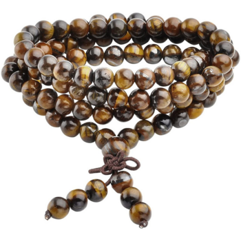 Men's natural wooden bead bracelet Buddhist 108 Tiger Eye Beads Tibetan Mala