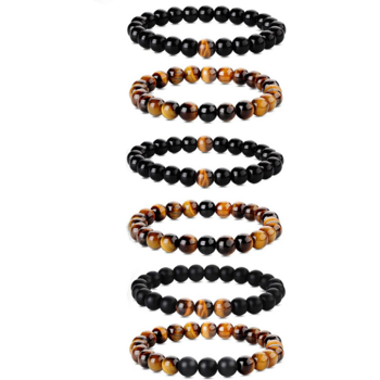 Men's Stone Bracelets in Tiger Eye Natural Stone Yoga