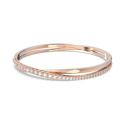 Bracelet-Jonc Swarovski Twist for Women Plated Metal Gold Rosé with White Crystals