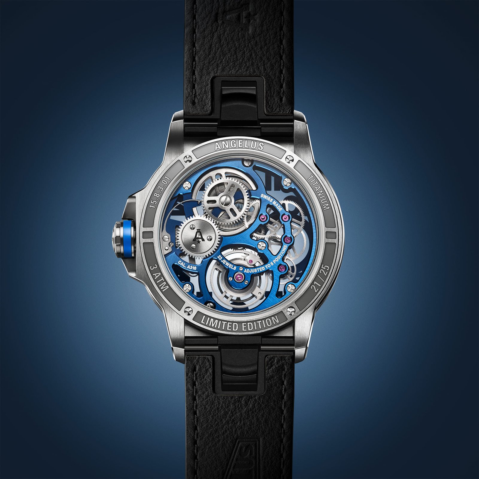 Watch Angelus Flying Tourbillon Titanium Blue Edition Alligator