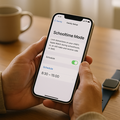 Apple Watch in Schools: What’s Allowed and What’s Restricted - News 2 Parent regulating the school mode of an Apple Watch via the iPhone