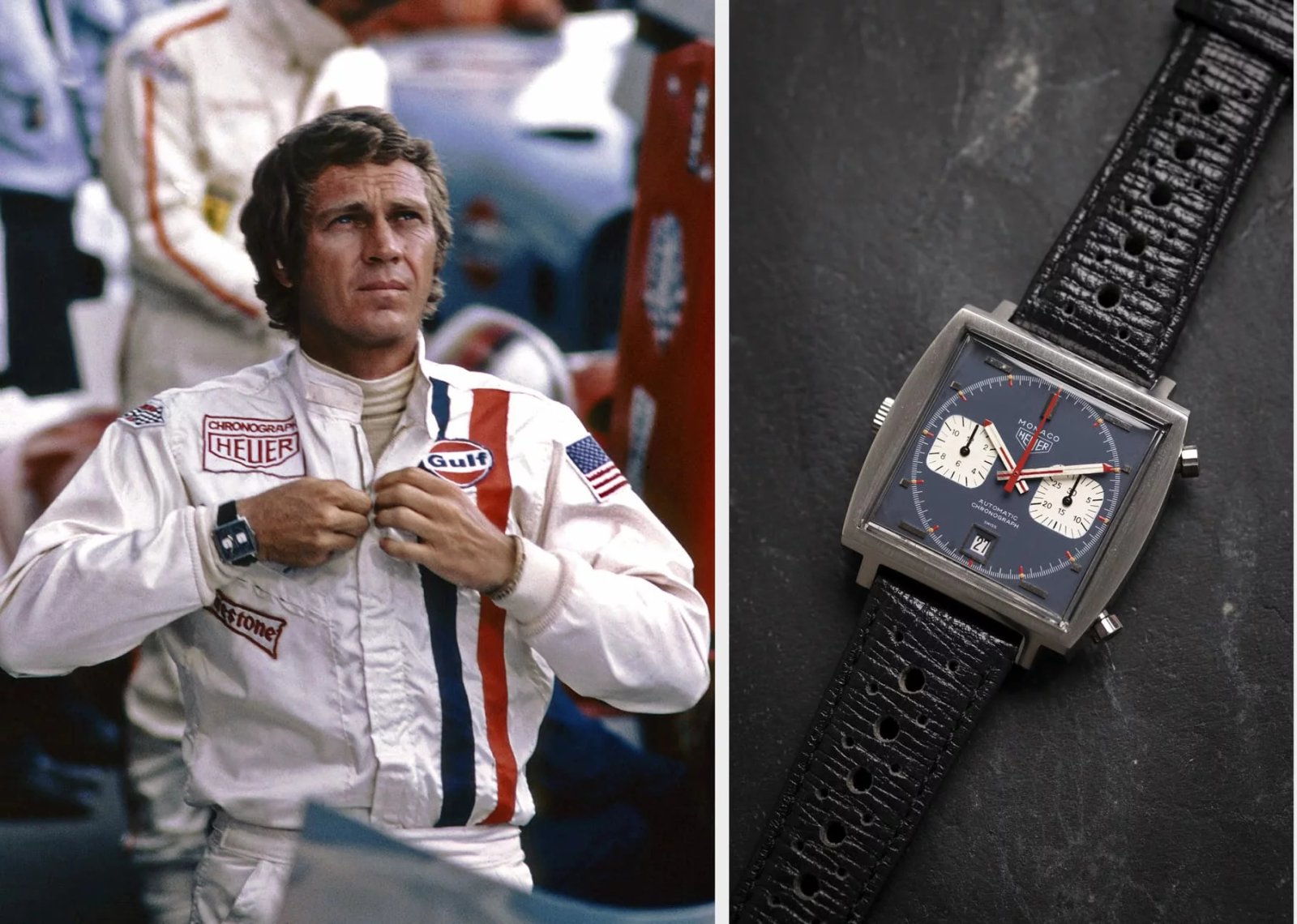 5 Iconic Watches Featured in Film History 2 heuer monaco 1133b steve mcqueen (1)