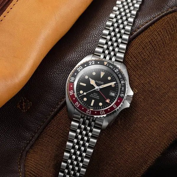 vintage hgp automatic diver gmt watch