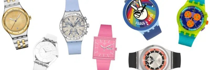 different swatch watches colors shapes man woman