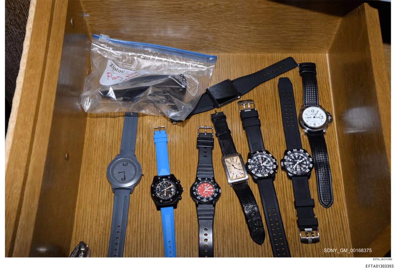 Watches in Jeffrey Epstein's drawer