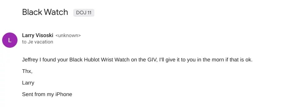 Hublot Epstein email forgotten