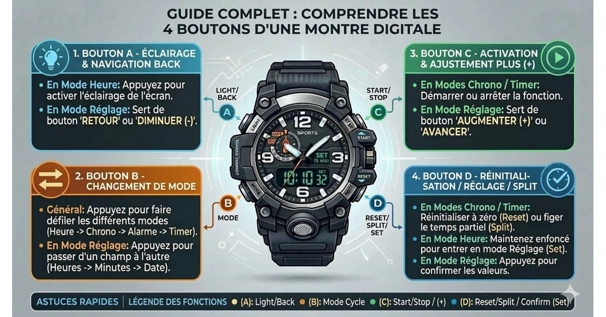 How to Set a Watch with Four Buttons