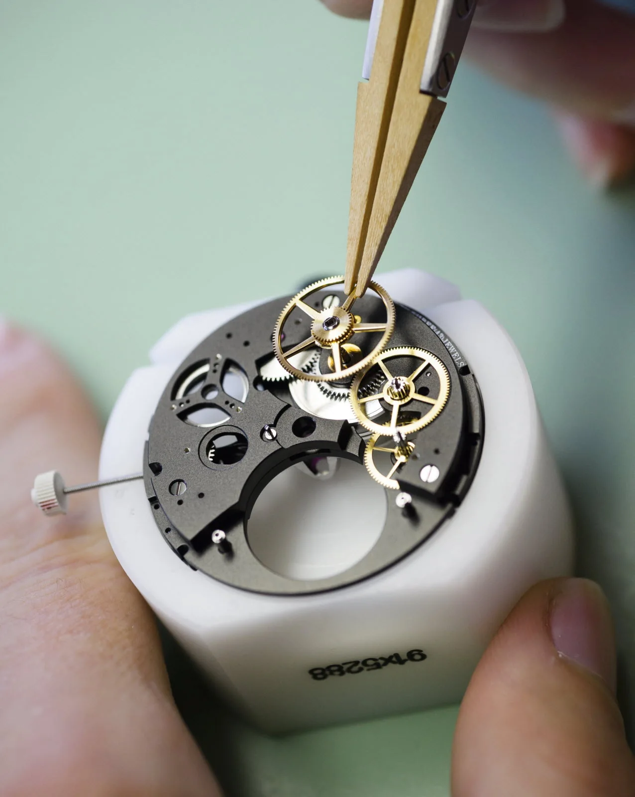 Details of clockwork watch movement bridge