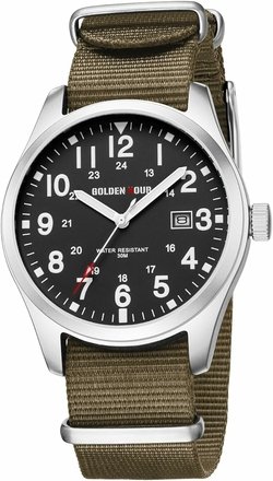 Durable Work Watch: Sturdy and Dependable for Daily Use 4 GOLDEN HOUR Men's Nylon Strap Watch